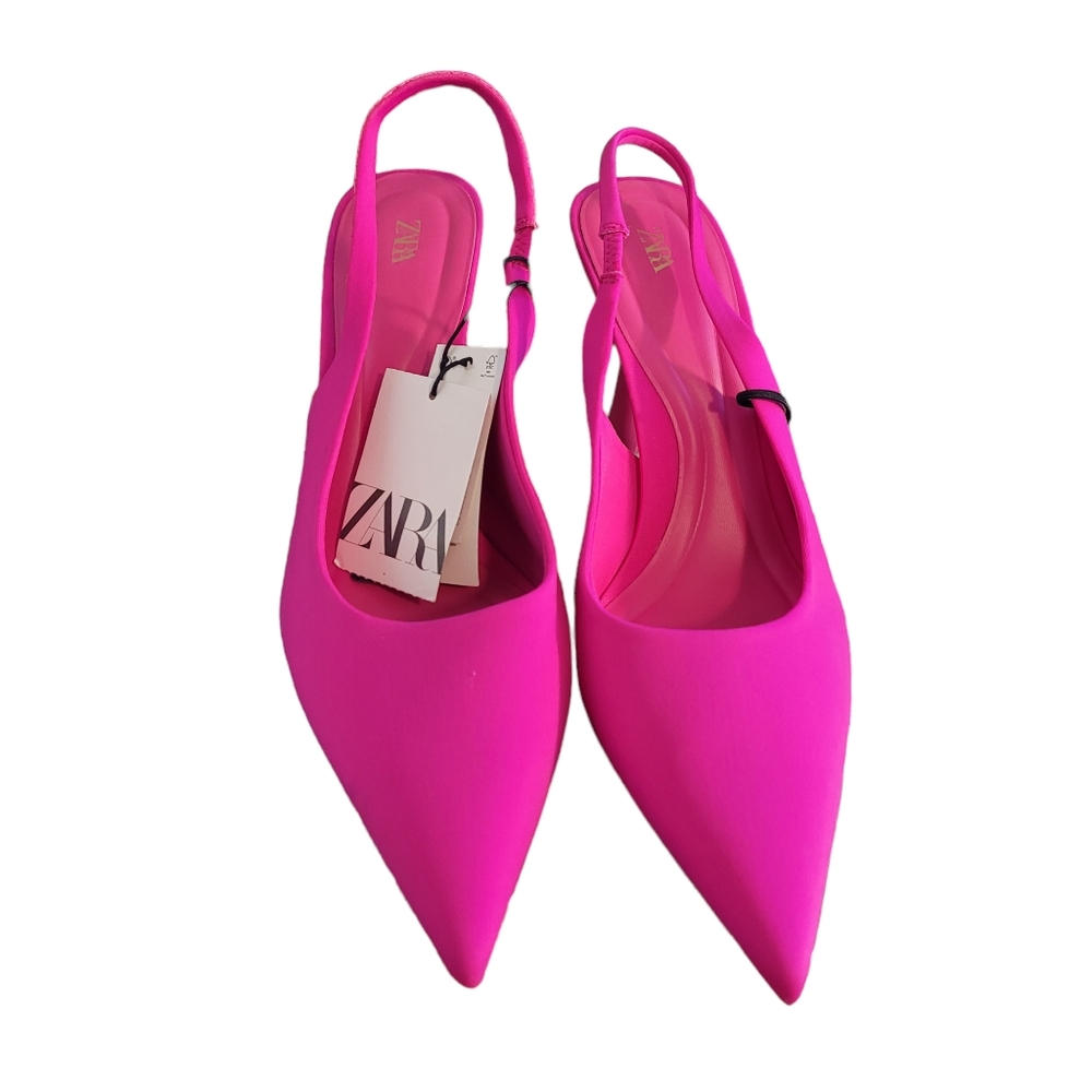 NWT ZARA hot pink slingback heels - 11 / 42